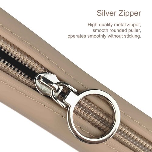 Jaasuee Zipper Makeup Brush Bag for Travel, Cosmetic Case for Women,Large Silicone Holder, Brush Pouch Case for Tools - Khaki