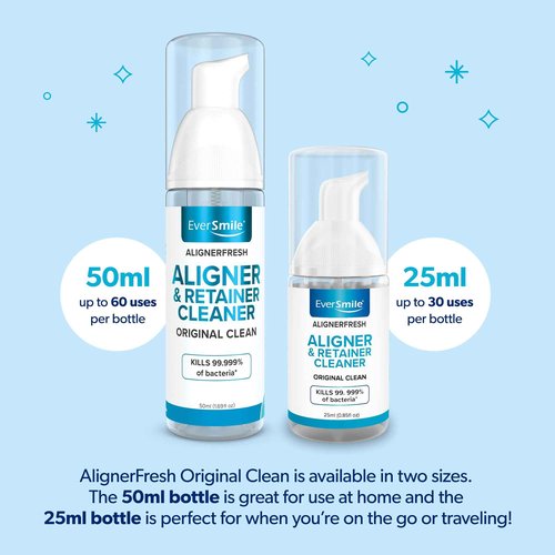EverSmile AlignerFresh Original Clean Foam – Cleaner Compatible w/Invisalign and All Clear Aligners & Retainers – Eliminates Bacteria, Whitens Teeth, Fights Bad Breath – 50ml (2 Pack)