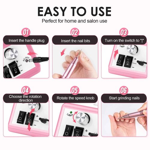 Subay Professional Finger Toe Nail Care Electric Nail Drill Machine with 120Pcs Clear Nail Color Swatches Display for Gel Polish Spiral Nail Sample Practice Sticks