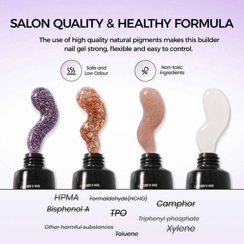 VANSISOS Poly Nail Gel Starter Kit：Poly Nail Gel Kit with Lamp 6 Colors Professional Kit with Base Top Coat Nude Clear Complete Kit for Beginners Nail Solutions DIY at Home
