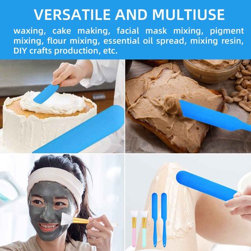 Silicone Stir Sticks Scraper Brushes, Non-Stick Wax Spatulas, Hair Removal Waxing Applicator, Easy to Clean Reusable Scraper Large Area Hard Wax Sticks for Home Salon Body Use and DIY Crafts Making