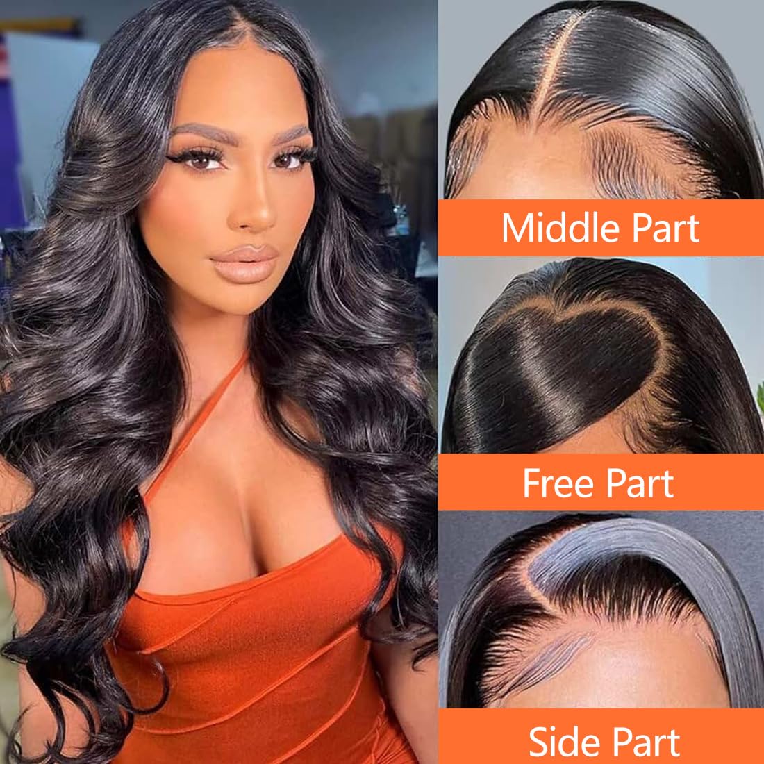 13 x 4 Lace Frontal Closure Body Wave Ear to Ear HD Lace Frontal Pre Plucked 10 Inch Body Wave Human Hair Frontal Closures Free Part 150% Density Natural Black Color