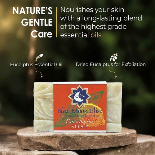 Blue Moon Elise All Natural Eucalyptus Soap Bars, Scented with Premium Essential Oils, Handmade in the USA, Moisturizing and Therapeutic for Face/Body, For Sensitive Skin, For Men and Women (5 Pack)
