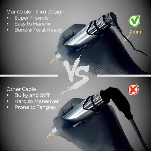 InkPrecision Lightweight RCA Tattoo Clip Cord (6FT, 2Pack) - 90 Degree RCA to 6.35mm (1/4") Connector Cable for Professional Rotary Machine Gun, Cables for PMU Tattoo Pen Power Supply