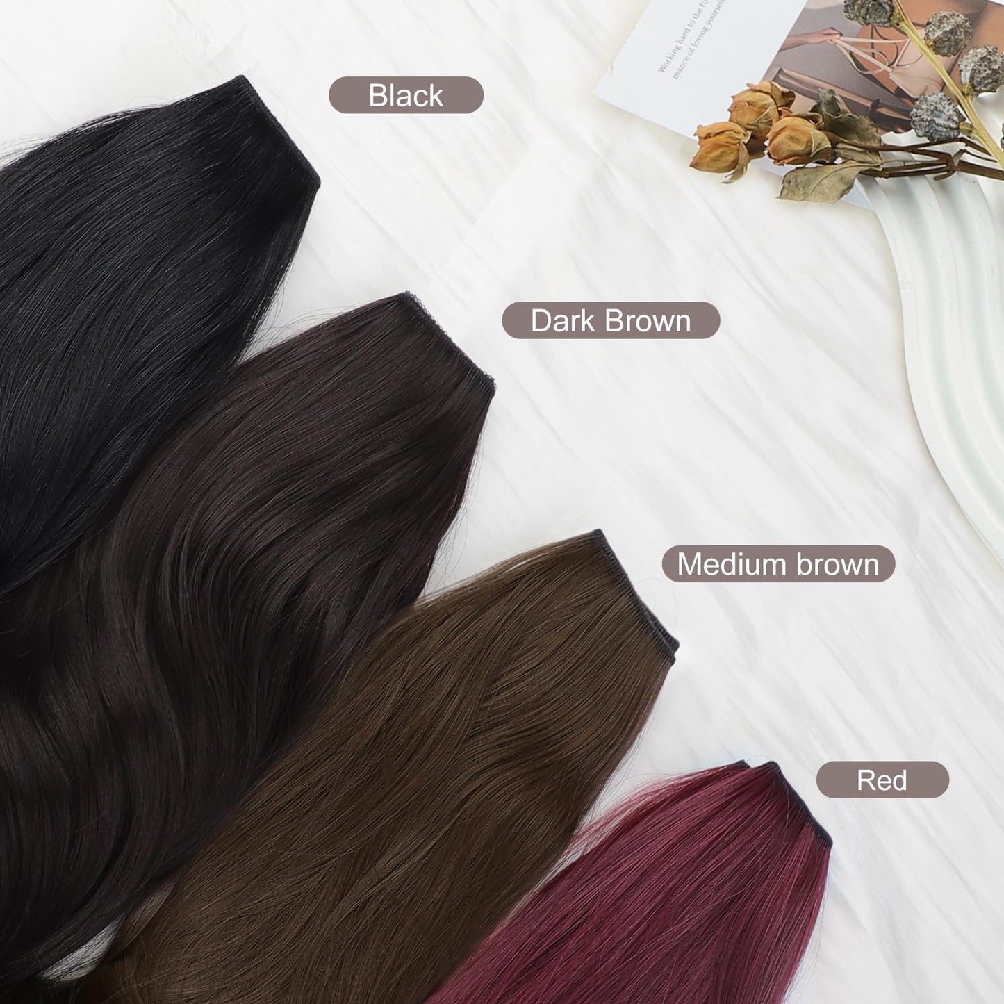 FORCUTEU Clip in Hair Extensions Long Layered Straight Wavy V-Shaped Hair Extension One Piece Milk Tea Brown Hair Extensions with 5 Clips for Women Daily Use