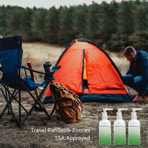 Tancano 10pcs Travel Dispenser Set, 3.4oz Clear Plastic Bottles with Pump & Mist Sprayer & Small Funnel & Labels for Soap/Shampoo/Conditioner/Body Wash