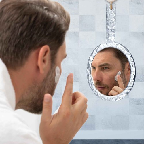 YEAKE Hand Mirror,Double-Sided Handheld 1X/5X Magnifying Mirror with Handle, Handle Makeup Mirror,Acrylic, 6.1" W x 10" L, Rounded Shape, Clear 2 PCS