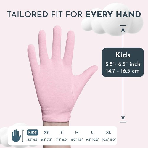 7 Pairs Cottonnerie Cotton Gloves for Dry Hands Sleeping, Moisturizing Gloves Overnight, Hand Moisturizer Gloves, Moisture Gloves for Dry Hands Overnight, Sleeping Eczema Gloves, Kids,Pink