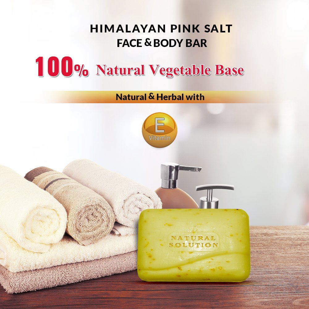 Natural Solution Himalayan Pink Salt Soap Bar, Moisturizing And Organic Bar Soap, Turmeric & Neem Soap Bar (1-Pack)