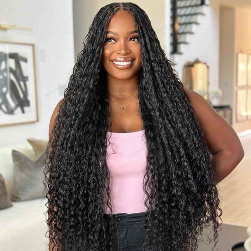 RHEANNA Pre-Divided Curly Bulk Human Hair For Boho Braids Loose Deep Wave Bulk Human Hair For Braiding Double Drawn Extensions (160 Roots)18inch/50g