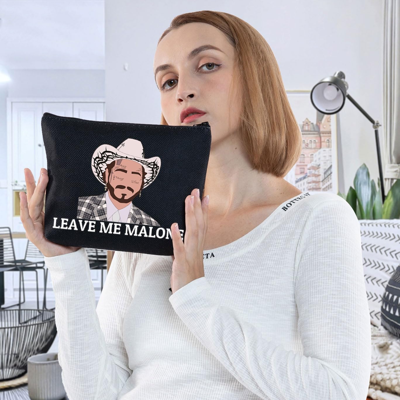 WZMPA Singer Fans Inspired Cosmetic Bag Singer Concert Gift Leave Me Malone Makeup Zipper Pouch Bag Singer Music Merchandise (Leave Me Malone-BL)