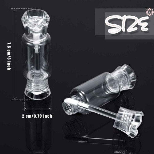 20 Pieces Empty Lip Gloss Tubes with Wand 9 ml Mini Clear Candy Shape Lip Balm Tube Containers and 2 Pieces Funnel for DIY Cosmetics Women (Pack of 2)