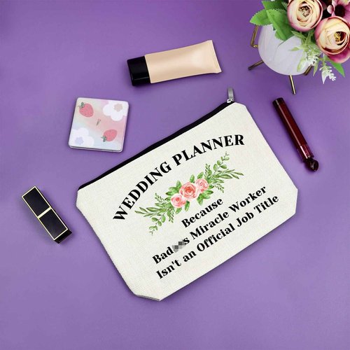 Wedding Planner Gifts for Wedding Day Makeup Bag Engagement Gift Wedding Appreciation Gifts Cosmetic Bag Thank You Gift for Wedding Coordinator Bridal Shower Gift Retirement Thanksgiving Gift