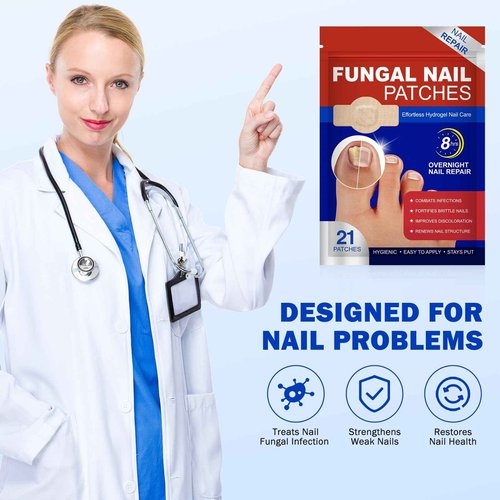 2 Pack Nail Patches-21 Patch Toenail Treatment Extra Strength Renewal Nail Pacthes for Damaged, Discolored, Yellow, Thick, Brittle Toenails 8-Hour Overnight Repair, Breathable & Hypoallergenic