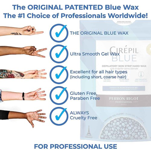 Cirepil - Blue - 400g - 14.11 oz Wax Beads Bag - All-Purpose, Unscented & No Strip Needed - Perfect for Sensitive Skin - Fluid Gel Texture, Easy Removal, Peel-Off Wax