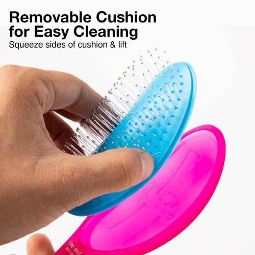 Olivia Garden Brush Collection, removable cushion, scalp hugging massages the scalp, 1 fine to medium, 1 medium to thick detangler, 1 smooth and shine styler, for wet or dry hair, 3-Piece Kit - Black