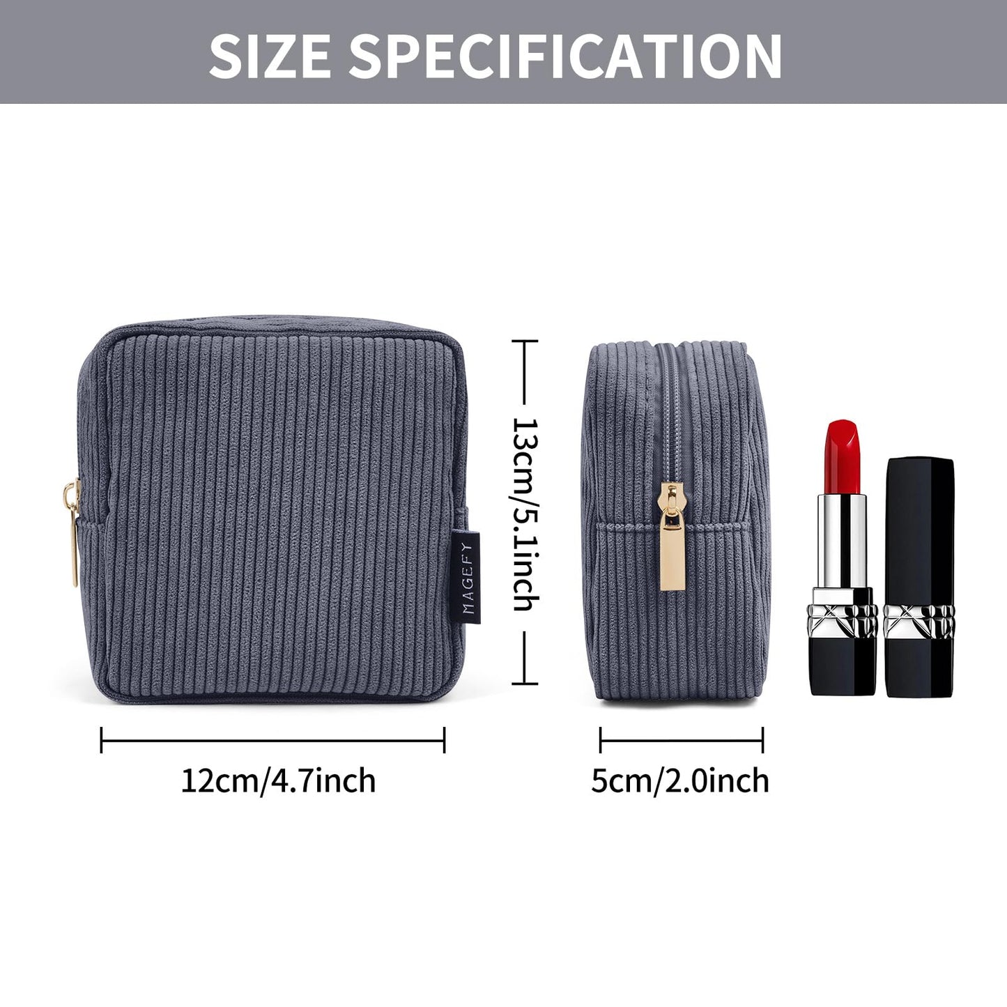 MAGEFY Small Makeup Bag Mini Make up Pouch Cute Cosmetic Bag for Women Travel Purse Essentials Bags with Slip-in Pockets (Black)