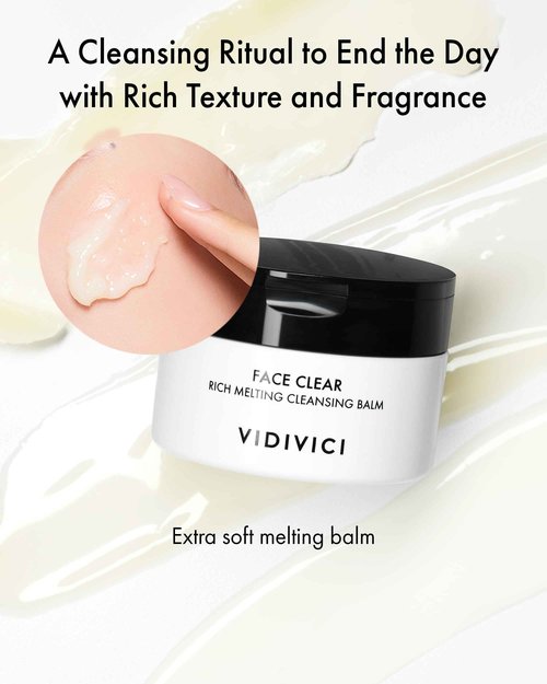 VIDIVICI Face Clear Rich Melting Cleansing Balm - Korean Makeup Remover - Gentle Face Wash, Pore are, Sebum & Blackhead Care - Balm to Oil Formula, 3.38oz.
