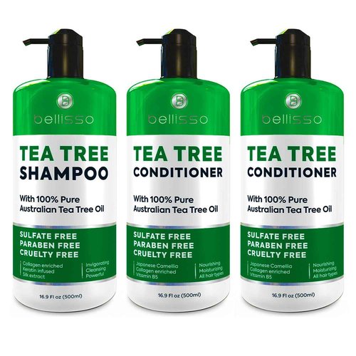 BELLISSO Tea Tree Oil Shampoo and Conditioner Set and Tea Tree Oil Conditioner