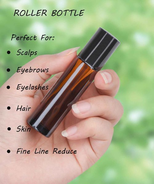 VRJEUGO Organic Castor Oil for Face Roll On，Rollerball Deep Hydration for Skin Care and Hair, Castor Oil Organic Cold Pressed Unrefined Glass Bottle 8oz with 2 Roller