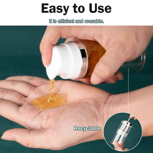 Decorniqu Airless Pump Bottles 3.4oz/100ml 3 Pack Lotion Dispenser Travel Pump Bottles for Toiletries Airless Cosmetic Pump Container Airless Pump Jar for Toiletries Shampoo Cream with Labels(Clear)