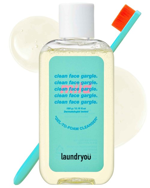 LAUNDRYOU Daily Deep Facial Gel-To-Foam Mild Cleanser with Pine & Lactobacillus Extract for Exfoliating and Sebrum Control to Remove Makeup and Blackheads with Pore Cleansing Brush - (5.64 fl. oz)