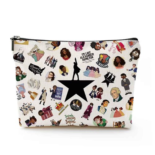 QualityLife Musical Gifts for Women, Hamilton Merch, Broadway Mudical Lover Gift Hamilton Character Zipper Pouch Makeup Bag Musical Inspired Gift For Women Musical Gift