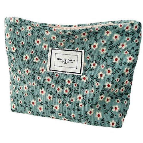 SxoSyo Cosmetic Bags for Women Makeup Bag Large Capacity Purse Travel Toiletry Zipper Storage Pouch Make up Brushes Organizer for Gifts (mini flowers, Green)