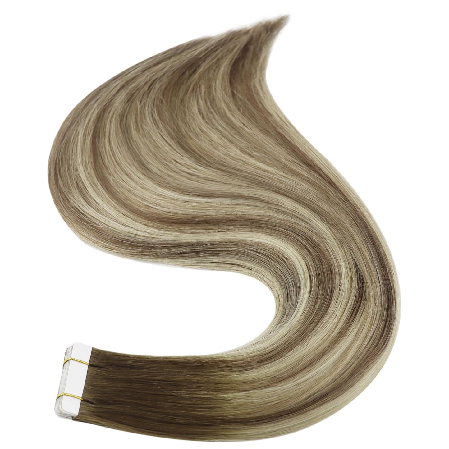 Full Shine Human Hair Tape Extensions 12 Inch Darker Brown to Ash Brown Highlight Medium Blonde Tape ins for Women Pu Tape in Hair 30g 20 Pcs,3/8/22 Seamless Tape in Hair Extensions Remy Human Hair