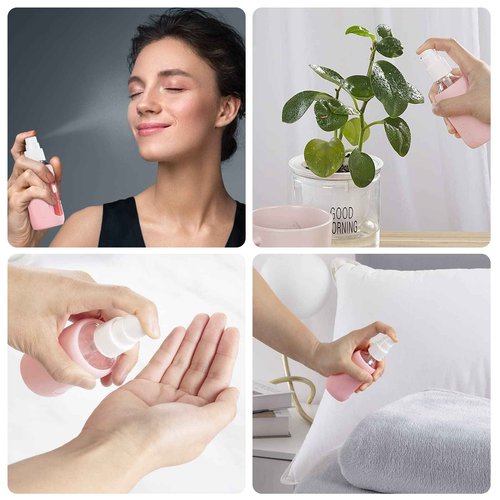 HOMBYS Empty Clear Glass 2oz Small Spray Bottles with Silicone Sleeve Protection - Refillable Containers for Travel, Cleaning Solutions, Essential Oils, Sanitizers - Fine Mist Spray - 4 Pack-Clear
