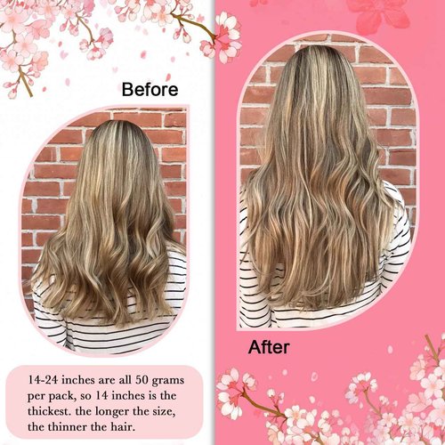 Kpvxxve Micro Ring Hair Extensions Human Hair Micro Loop Human Hair Extensions 1g/Strand 50g Natural Hair Micro Bead Hair Extension (#8/613 Ash Brown Mix Bleach Blonde, 16inch)