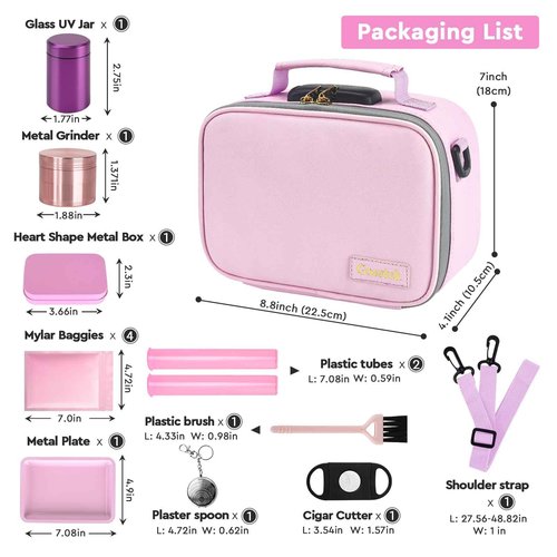 Gosstek PU Leather Storage Bag with 10 PCS Accessories, Portble Organizers Locking Box Case and Great Gift for Women, Childproof Storage Container Box 9 X 6 X 4 Inches (Pink)