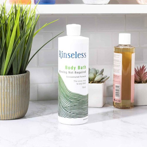 RINSELESS Waterless Body Bath Wash 16 Oz (Pack of 2) | No Water Rinse Needed Concentrated Formula Makes 32 Sponge Baths