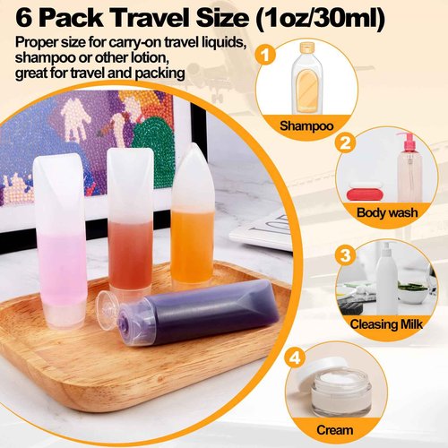 Domthent 13 Pack Travel Bottles for Toiletries - TSA Approved, Leak-Proof Refillable 1oz Travel Bottles Set for Shampoo, Lotion, Makeup, and Essential Oils (13)