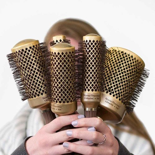 Olivia Garden NanoThermic Ceramic + Ion Round Thermal Hair Brush - Not Electrical - Professional Blowout Brush for Normal to Thick Hair - 1/2"-Diameter Barrel - NT-12