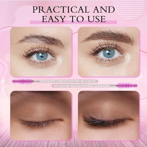 Skylety 1000 Pcs Disposable Mascara Wands Bulk Mascara Eyelash Brush Makeup Applicator Eyelash Wands for Eye Lash Extension, Eyebrow Comb, 3.9 x 0.2 x 0.3 Inch (Purplish Red)
