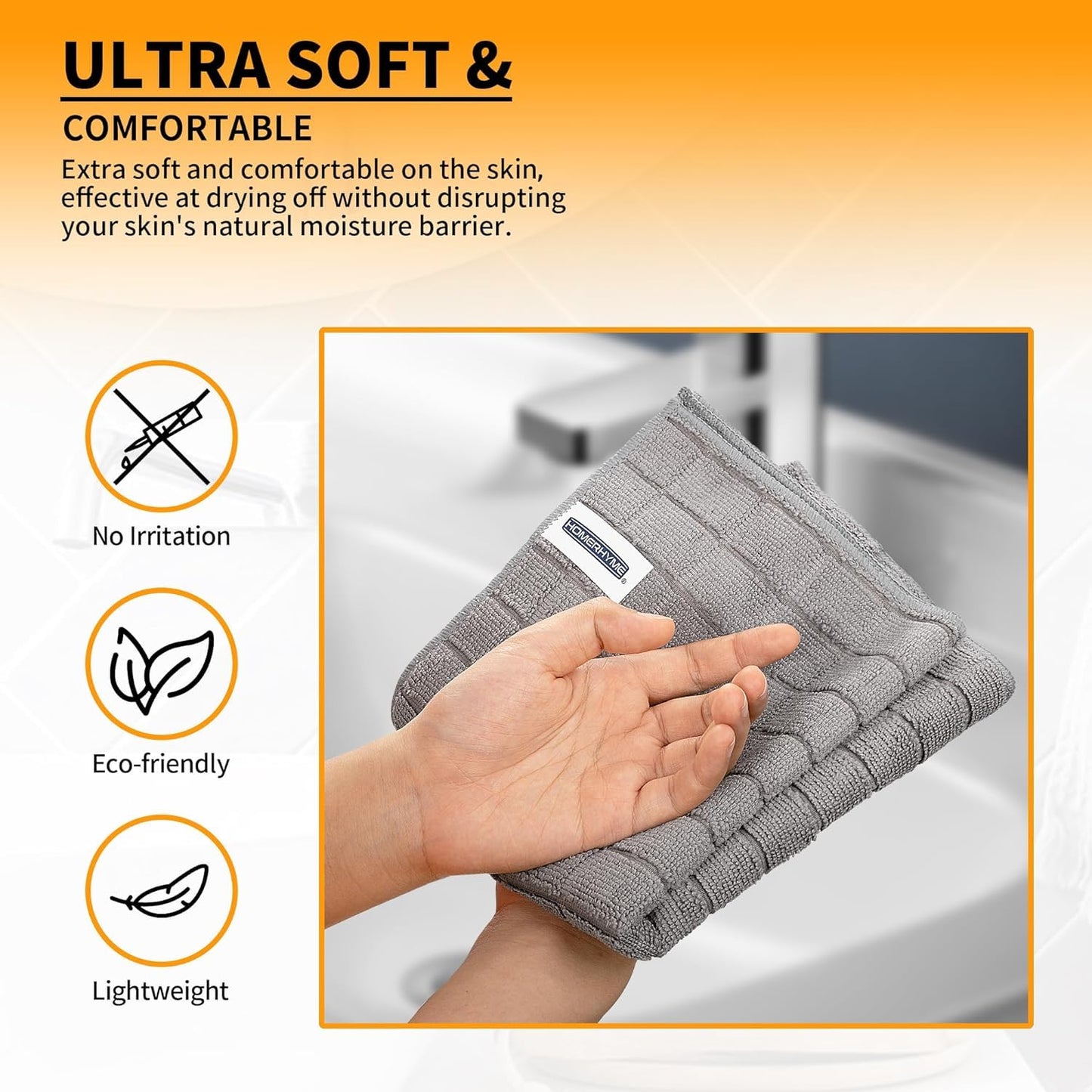 HOMERHYME Microfiber Hand Bath Towels, 120 Pack 25''*15'' Grey Bathroom Hand Towels, All-Purpose Quick Dry Lint Free Soft Absorbent Checkered Washcloth Fingertip Towels Bulk for Travel Gym Hotel