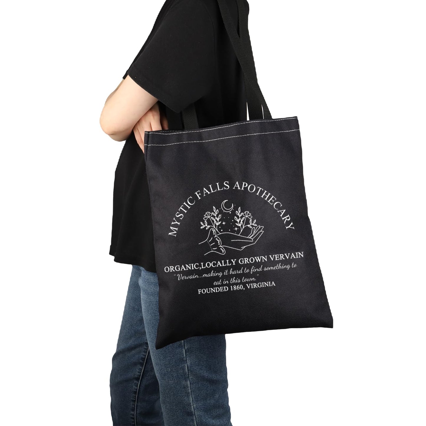 G2TUP Vampire TV Show Inspired Gift Mystic Falls Tote Bag Damon and Stefan Handbag Salvatore Brothers TVD Merch Fans Fandom (mystic falls B TB)