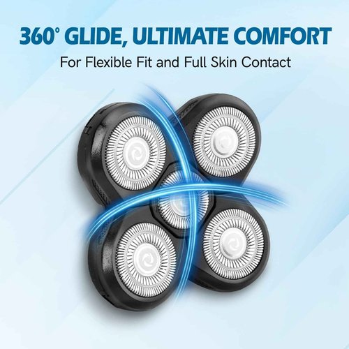 5 Pack Replacement Blades for Freebird Head Shaver | 5-Blade Electric Razor Refills for Bald Men Freedom Grooming + 1 Cleaning Brush