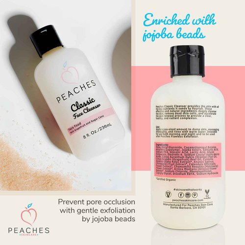 Hydrating Facial Cleanser – Gentle Daily Face Wash with Grapefruit, Sugar Cane, and Gotu Kola – Lightly Exfoliating Vegan Formula for All Skin Types – Classic Cleanser (8 oz)