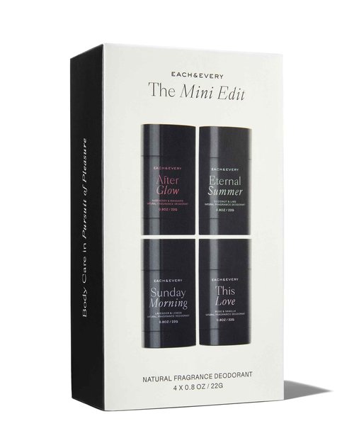 Each & Every All Natural Deodorant for Women & Men - Sensitive Skin, Plant-Based Aluminum-Free Deodorant, Travel Size - Multiple Scents (4 Pack, 0.8oz)