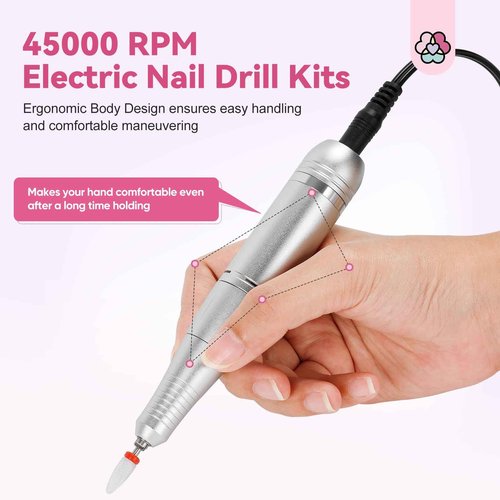 SAVILAND Electric Nail Drill Professional : 45000 RPM Pro Electric Nail File for Acrylic Nails Gel Polishing Removing, Portable Nail Drill for Manicure Pedicure, Nail Kit for Salon Nail Tech Must Have