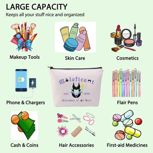 FOTAP Evil Queen Gifts Evil Queen Zipper Pouch Makeup Male Est 1959 Zipper Pouch Villains Movie Cosmetic Bag (Male)