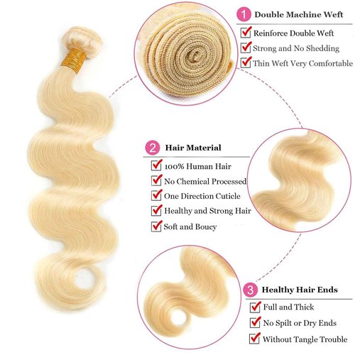 613 Blonde Body Wave Bundles Human Hair 16 inch 100% Unprocessed Virgin Human Hair Single Bundle 12A Human Hair Weave Extensions
