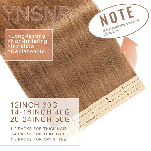 Golden Brown Tape in Hair Extensions Human Hair,14 Inch Human Hair Tape in Extensions 20Pcs Tape Ins Human Hair Extensions for Women Seamless Tape in Hair Extensions Real Human Hair