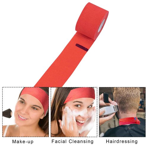ooloveminso Barber Neck Strip 10 Rolls, Barber Accessories Barbershop Salon Supplies, Disposable Stretchy Neck Strip Hair Edge Paper for Haircuting Styling 1000 Strips (Red)