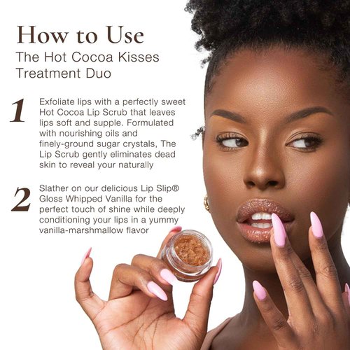 Sara Happ Hot Cocoa Kisses Treatment Duo, Lip Scrub & Gloss, Unisex Exfoliating Set, 2 Count, Lip Care & Conditioning, for Lips