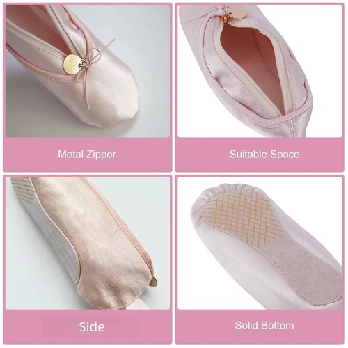 CECKQUE Ballet Dance Shoe Makeup Bag For Little Girls, Ballerina Slipper Makeup Pouch Bag, Ballet Pointe Shoes Gifts (Pink-BT1)