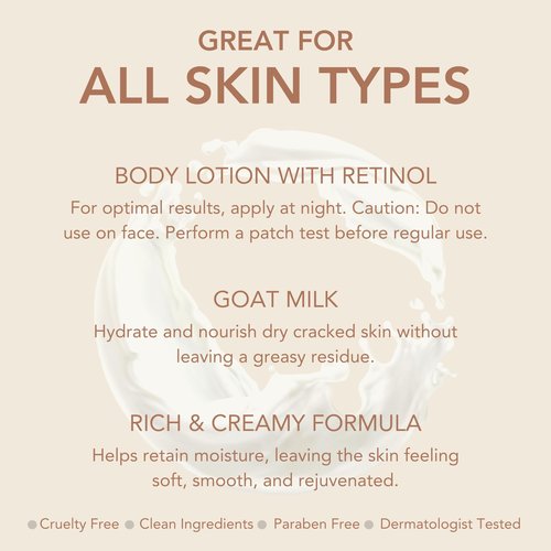Dionis Goat Milk Skincare Retinol Body Lotion, 6oz - Reduce Wrinkles and Fine Lines, Body Care For Younger Looking Skin