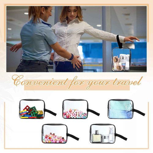 Silkfly Clear Toiletry Bag PVC Travel Cosmetic Bag with Handle Strap Makeup Pouch with Zipper Summer Vacation Salon Graduation Gift End of the Year Gifts(Black,24 Pack)